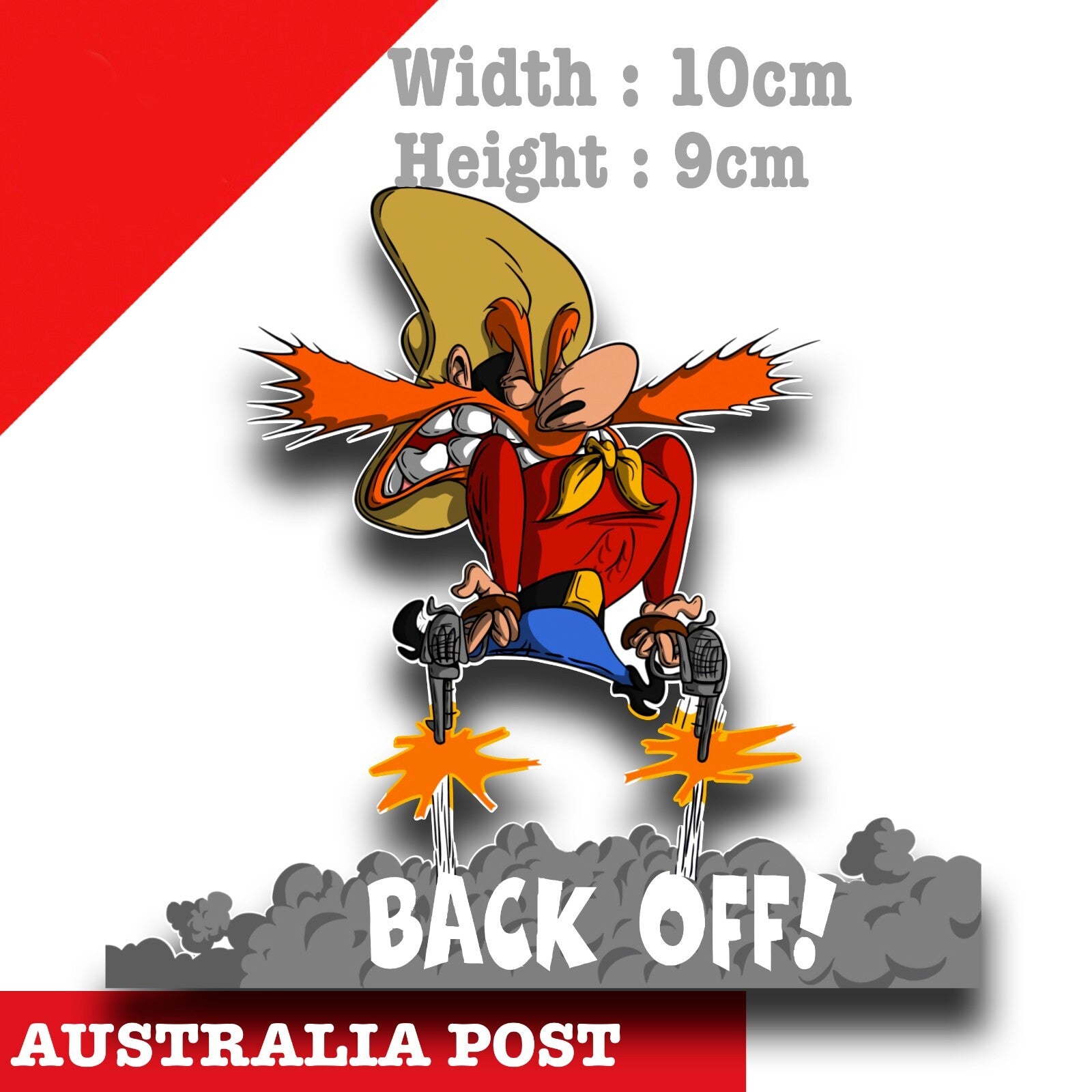 Yosemite Sam Back OFF  Funny Looney Tune cowboy Sticker
