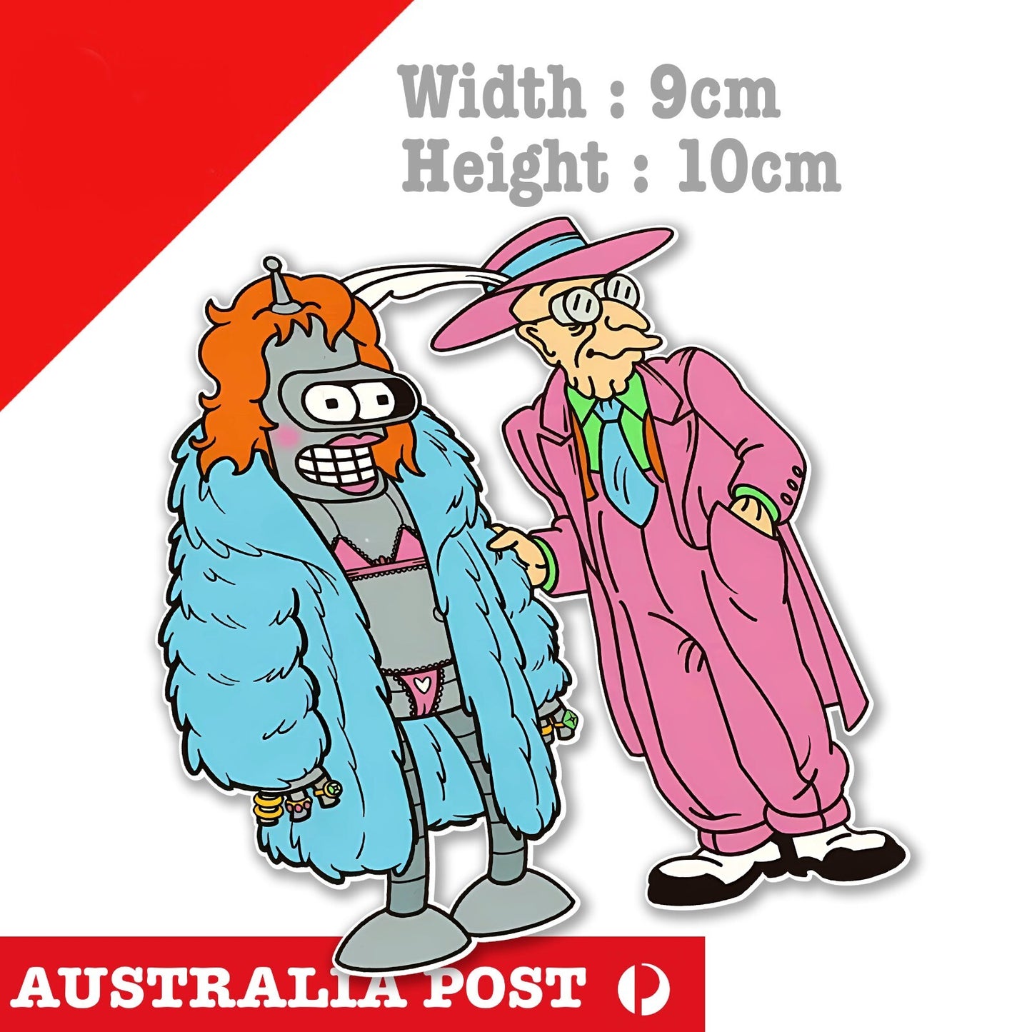 Bender and Professor as Pimp Futurama , Bender Robot Cartoon Sticker