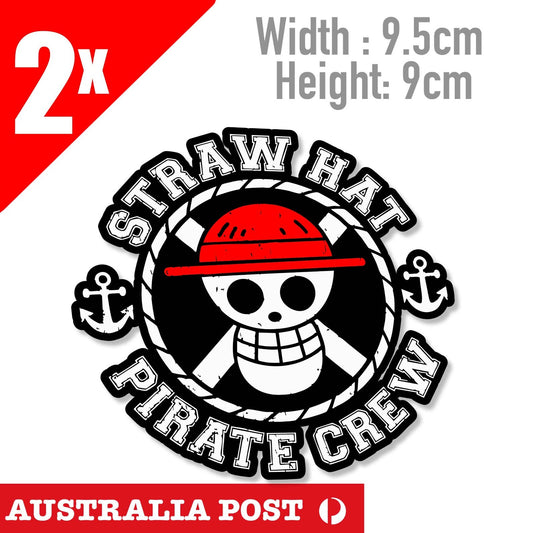 One Piece, Monkey D,Luffy, Pirate Crew, Skull Straw Hat Logo Sticker