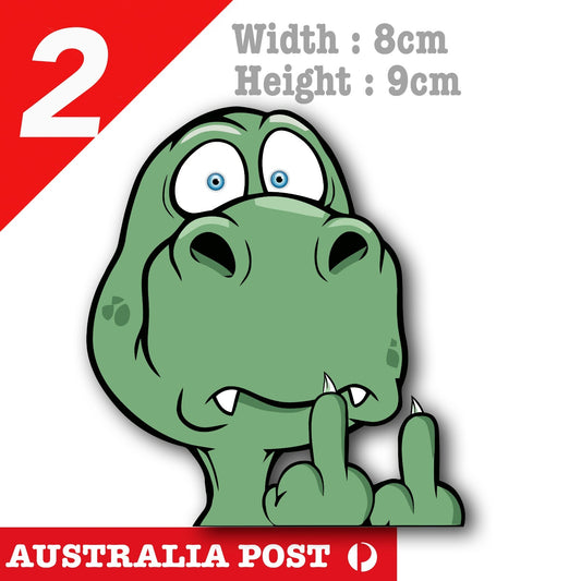 Cute Green Dinosaur Middle Finger Funny Cartoon Character  Sticker