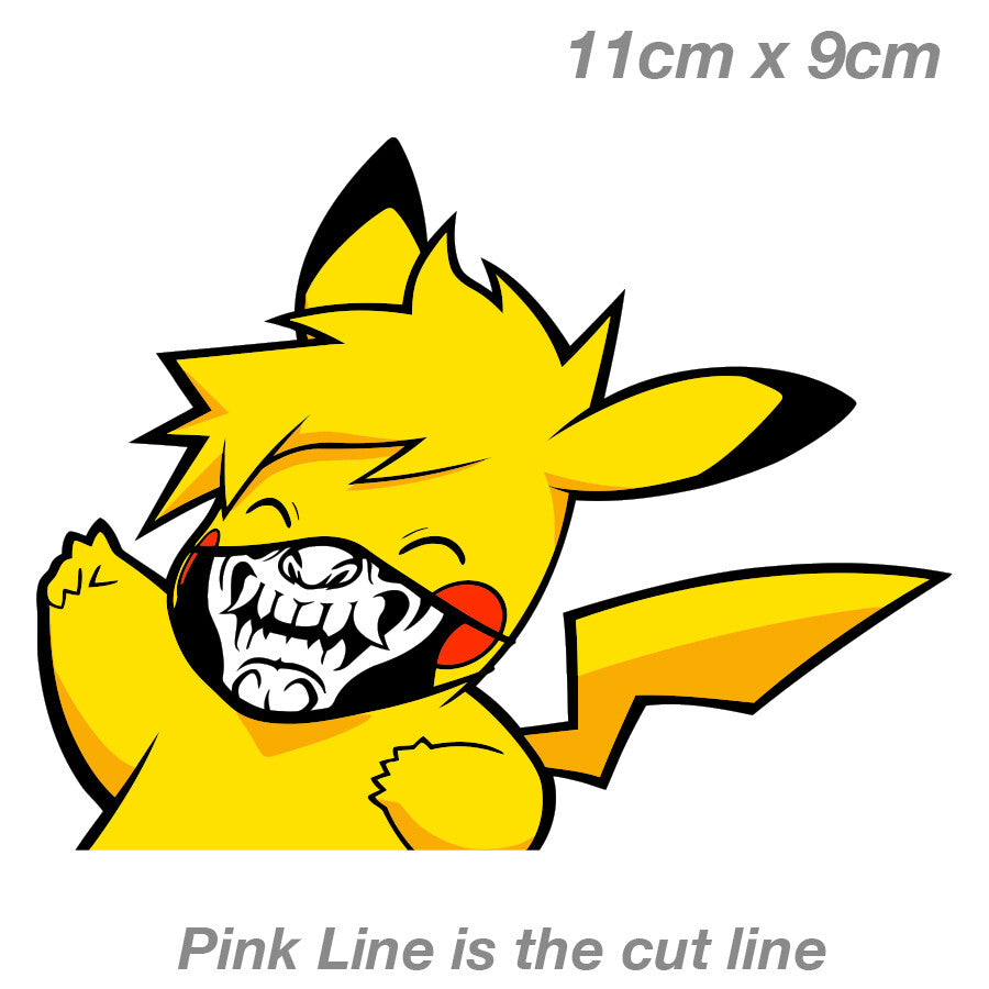 Oni Mask Pikachu Pokémon Peeping  Laptop , Car  Vinyl  Sticker