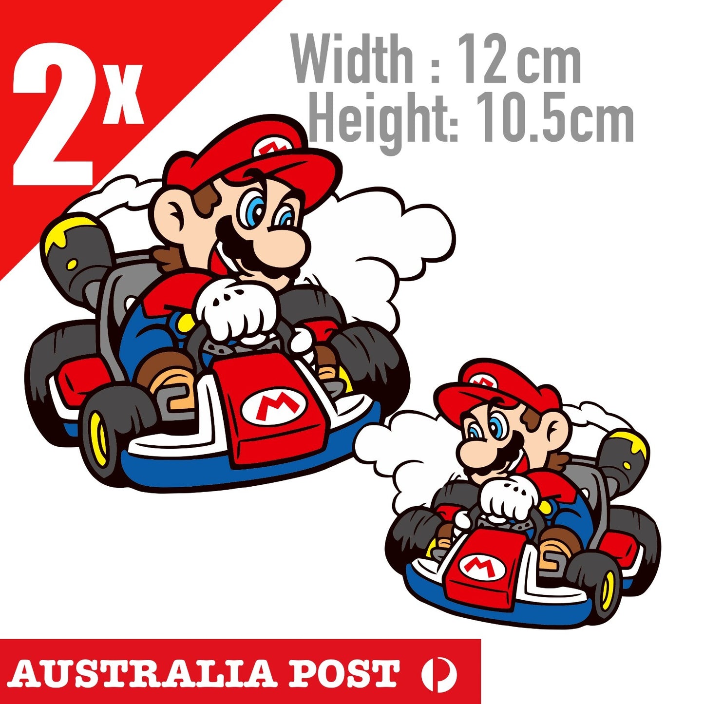 Super Mario Cart Speeding - NINTENDO Super Mario Racing Car Vinyl  Stickers