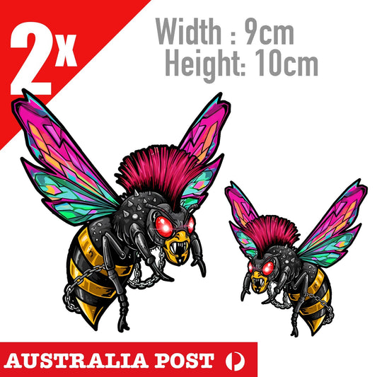 Punk Metal Bee stickers  Hornet bee, laptop sticker , car window, helmet, bike