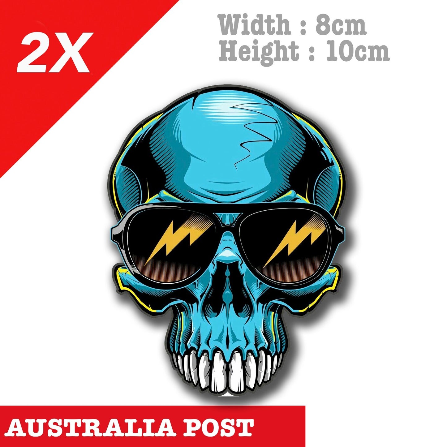 Skull with Sun Glasses  Motorcycle Fuel Tank, Helmet Sticker