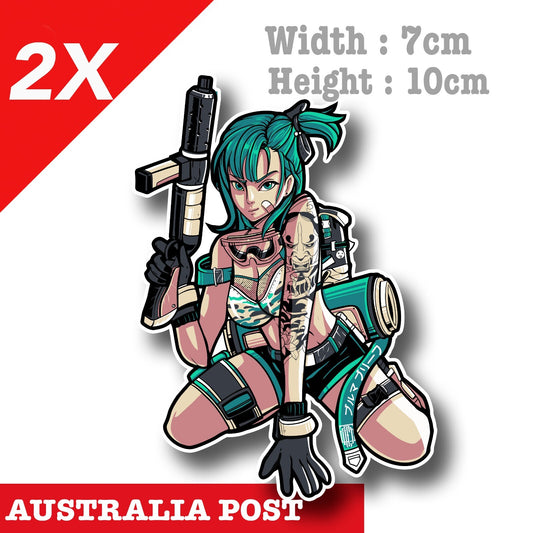 Bulma as Soldier Dragon Ball Z JDM Cyber Soldier Anime Sticker