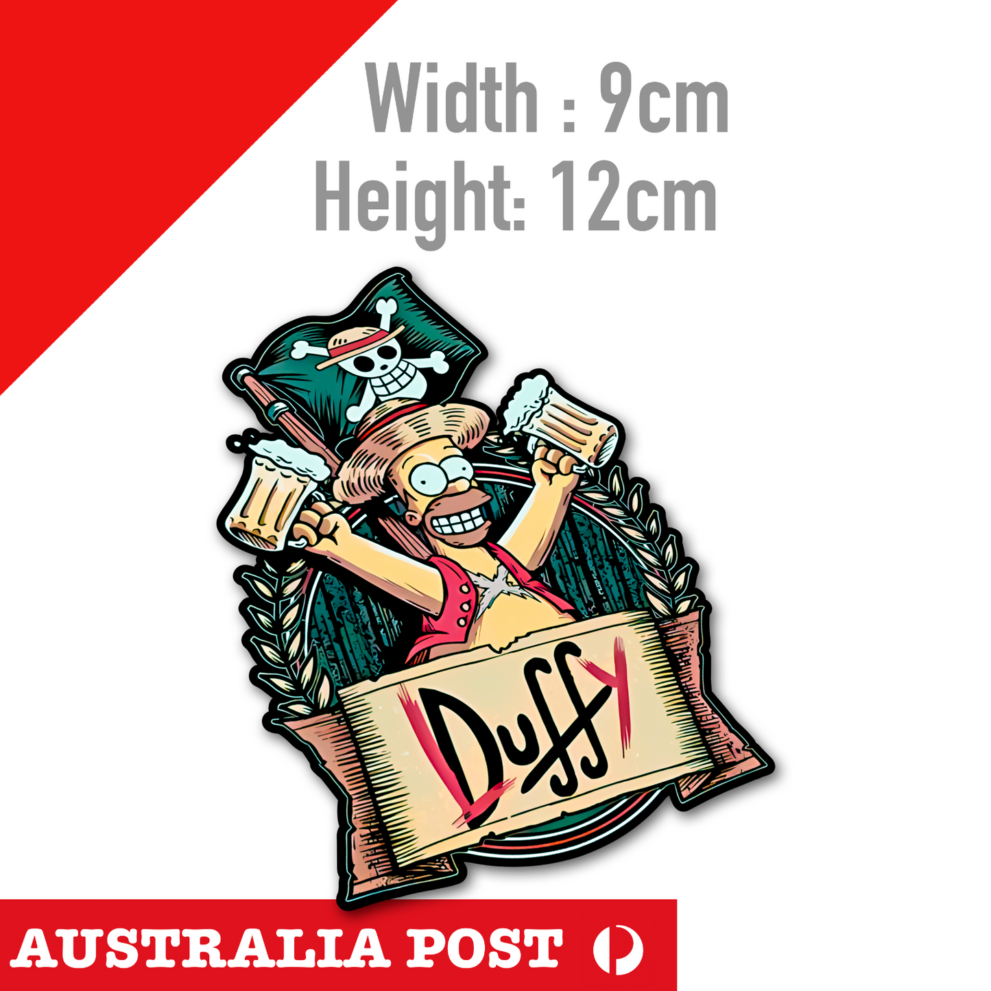 The Simpson Homer as Luffy Pirate King DUFF BEER Funny Sticker