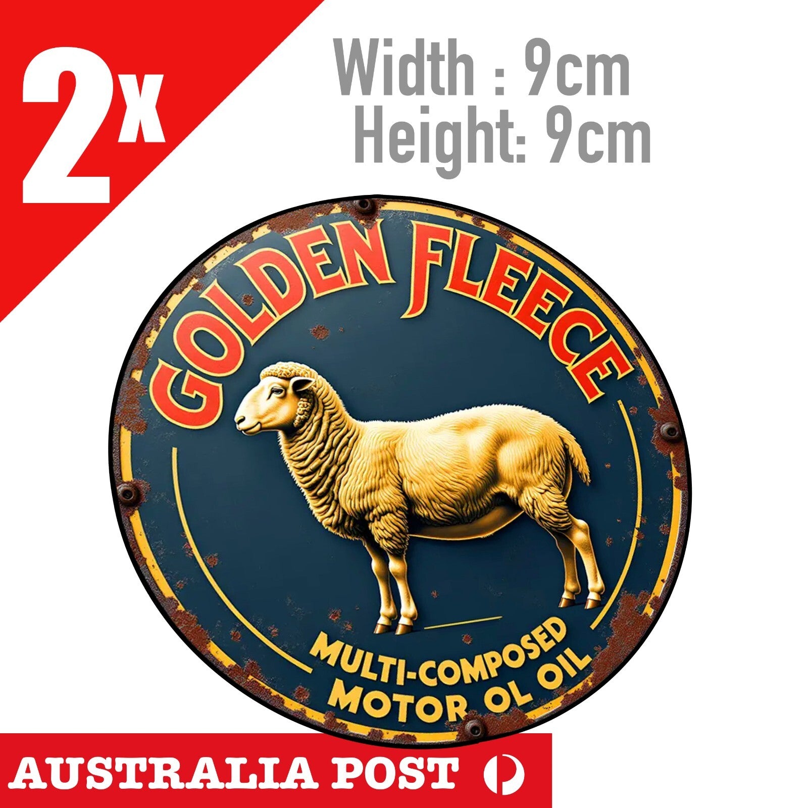 GOLDEN FLEECE Motor Oil MULTI-COMPOSED damaged, Rustic Style Round   Stickers