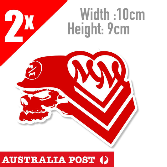 Metal Mulisha ,Motocross Dirt Bike 4x4, Off Road Helmet x2 Red Logo Sticker