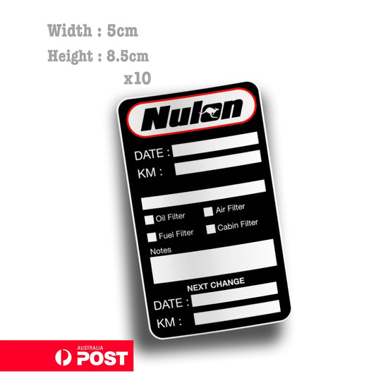 NULON Oil Change Service Reminder x10 Stickers , Cars Trucks Utes Sticker