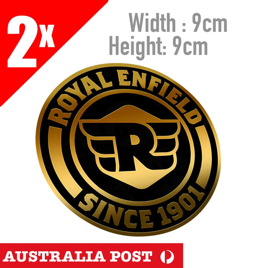 ROYAL ENFIELD Motorcycle Logo Royal Enfield Bicycle, Since 1901 Gold  Stickers