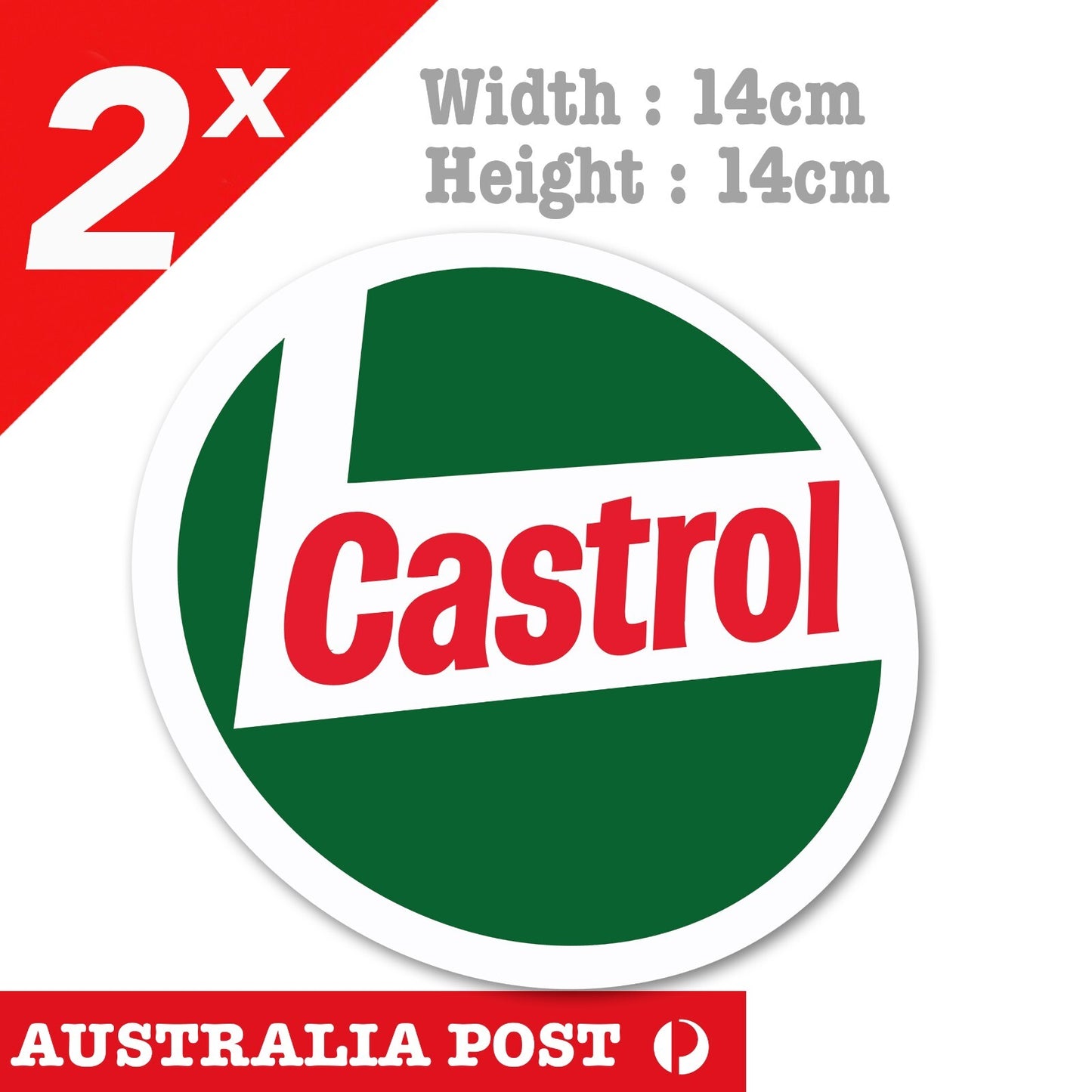 CASTROL Motor OIL  Round Logo, Motor Oil, Engine Oil, Car, Laptop x2 Sticker