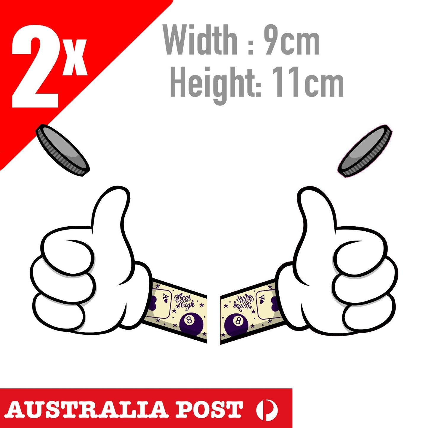 Mickey Mouse Tattooed  Hand Flipping Coin Gangster Window Sticker