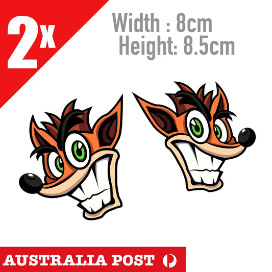 Crash Bandicoot Fox Head - Video Game Decal Stickers