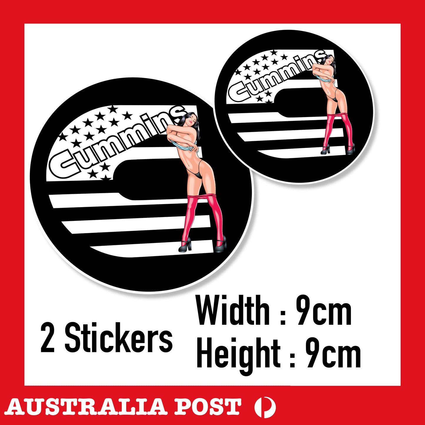 CUMMINS DISEL Engine Oil Round Sexy Pin Up Girl Sticker