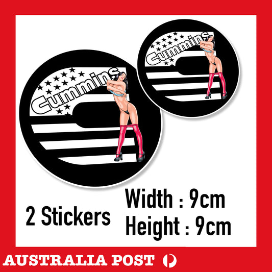 CUMMINS DISEL Engine Oil Round Sexy Pin Up Girl Sticker