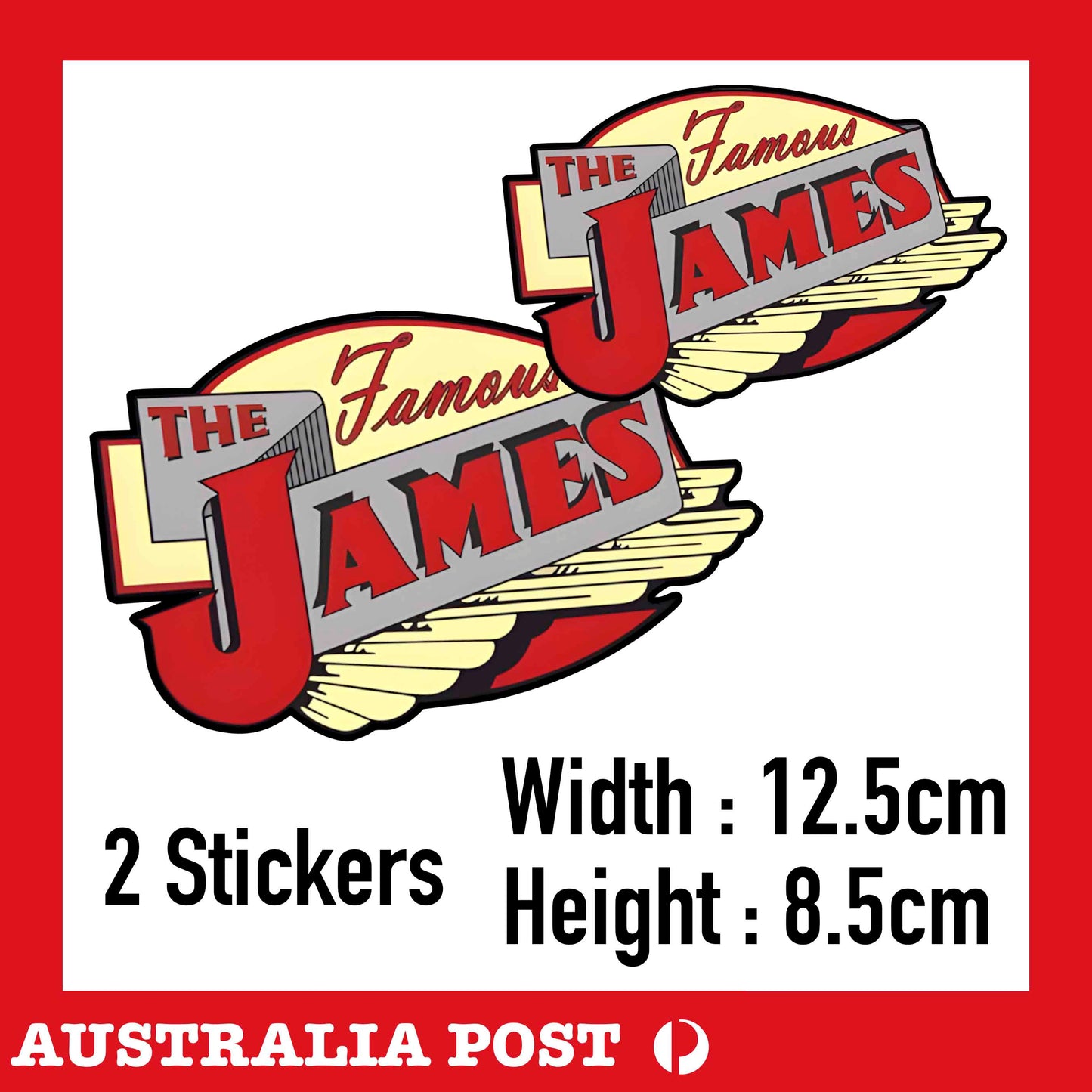 THE FAMOUS JAMES MOTORCYCLE STICKER RETRO VINTAGE STICKER RETRO