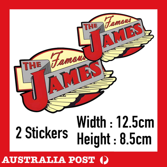 THE FAMOUS JAMES MOTORCYCLE STICKER RETRO VINTAGE STICKER RETRO