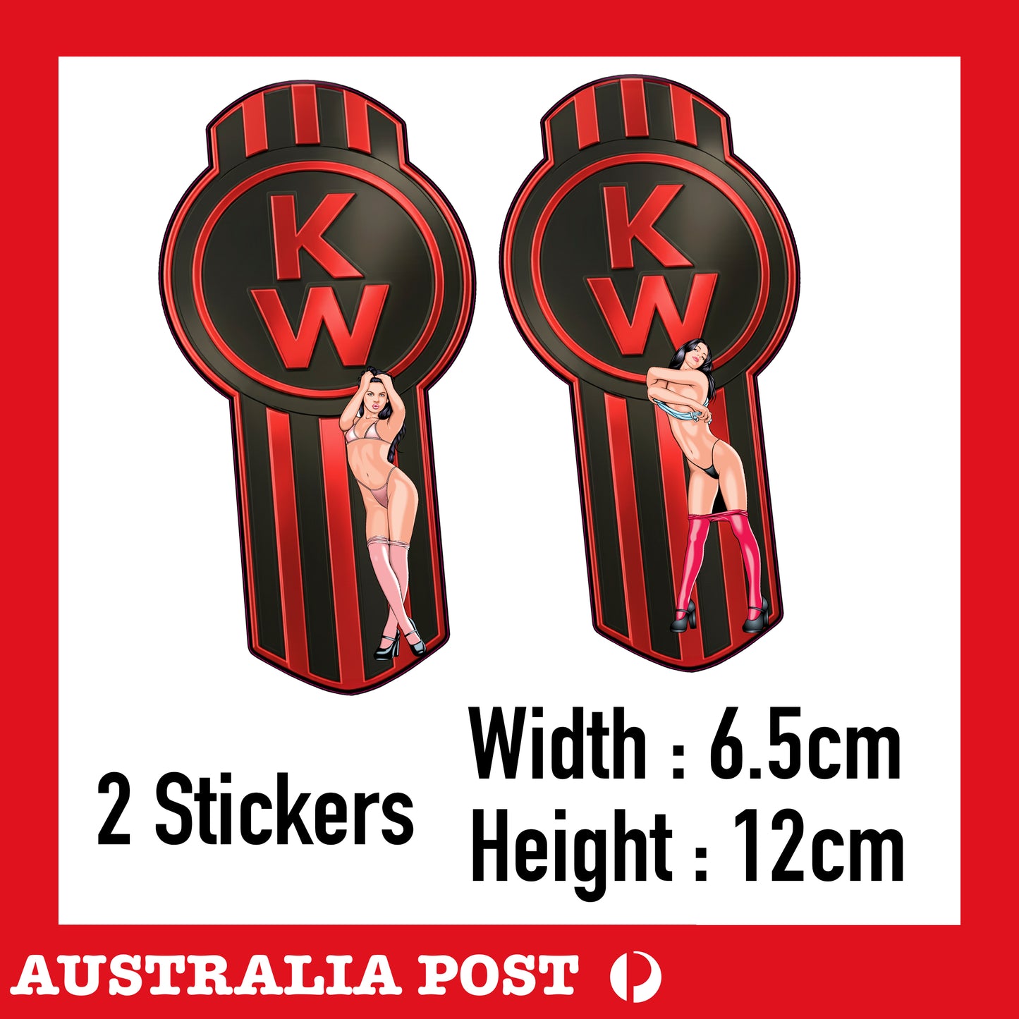 Kenworth Truck RED Logo  Kenworth Truck Truck logo 2x Sexy Pin Up Girl Sticker