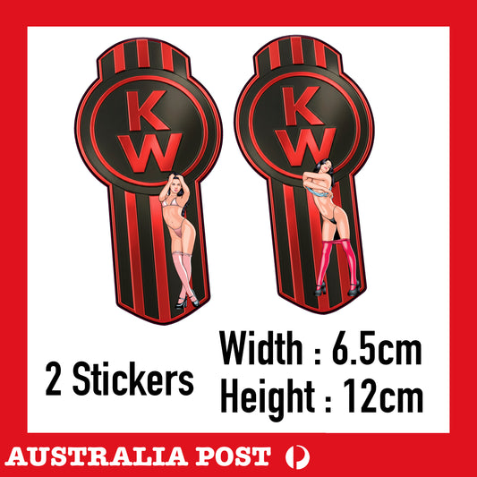 Kenworth Truck RED Logo  Kenworth Truck Truck logo 2x Sexy Pin Up Girl Sticker