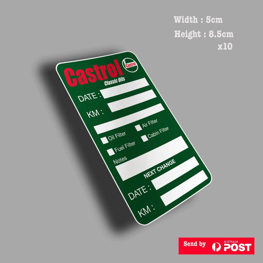 CASTROL Classic Oil Change Service Reminder x10 Stickers ,  Sticker